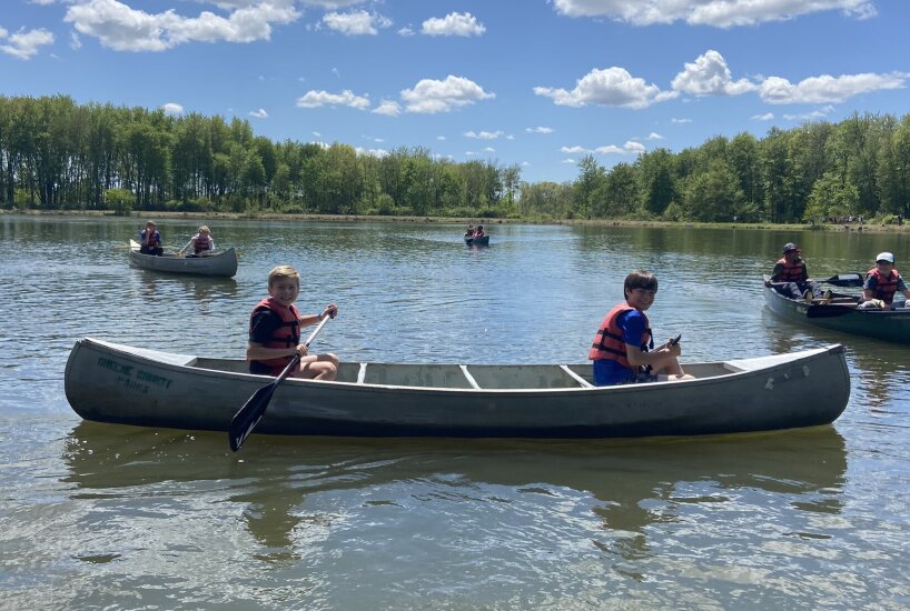 Students canoe during the annual trip to Camp Kern